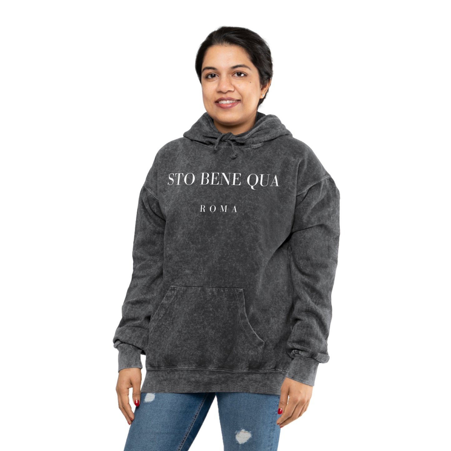 Sto Bene Qua Roma  Mineral Wash Hoodie